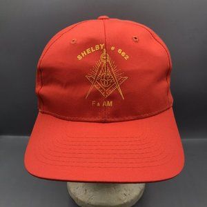 Vintage Freemason Hat Cap Shelby Lodge 662 Adjustable Orange Cobra EUC